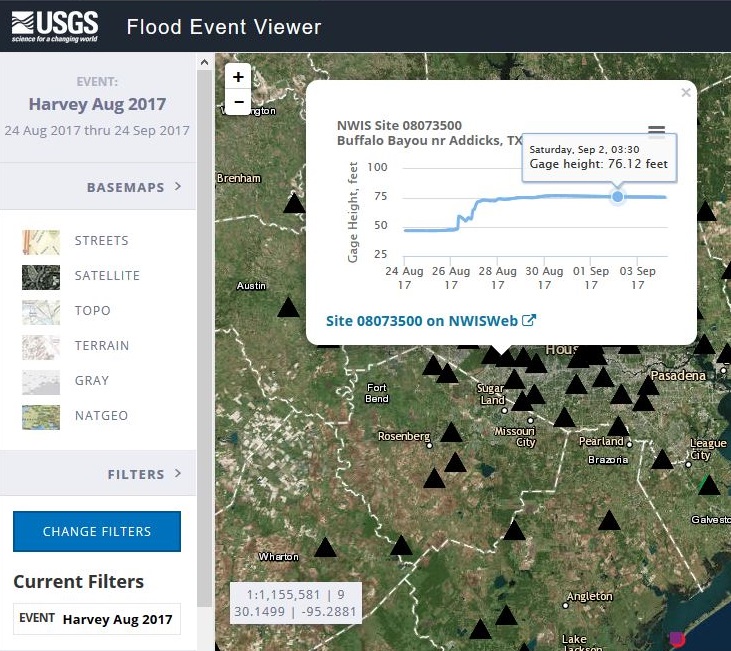 USGS Flood Event Viewer: Harvey Aug 2017 24 Aug 2017 thru 24 Sep 2017